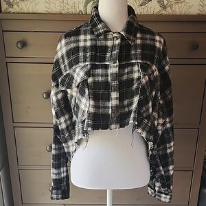 BBJ LOS ANGELS Black and White Plaid Cropped Jacket